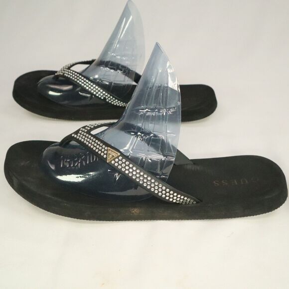 Guess Black And Rhinestone Flip Flop Sandal Size 10 - Picture 4 of 11